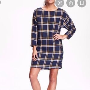 Blue Plaid Sheath Mini Dress NWOT Large